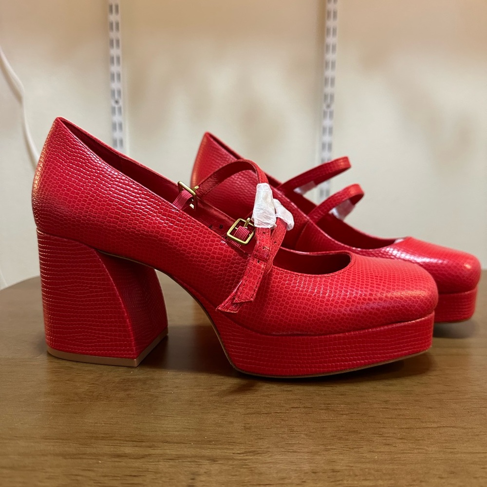 Charlotte Stone Red Platform Mary Jane Shoes